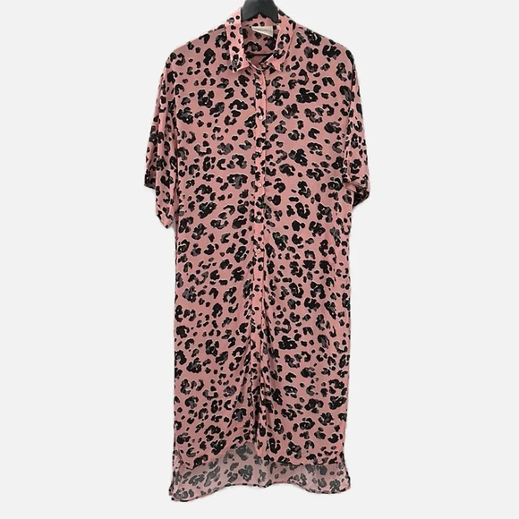 Maeve by Anthropologie Rita Leopard Print Tie Front Tunic in Pink - NEW - Medium - Picture 2 of 10